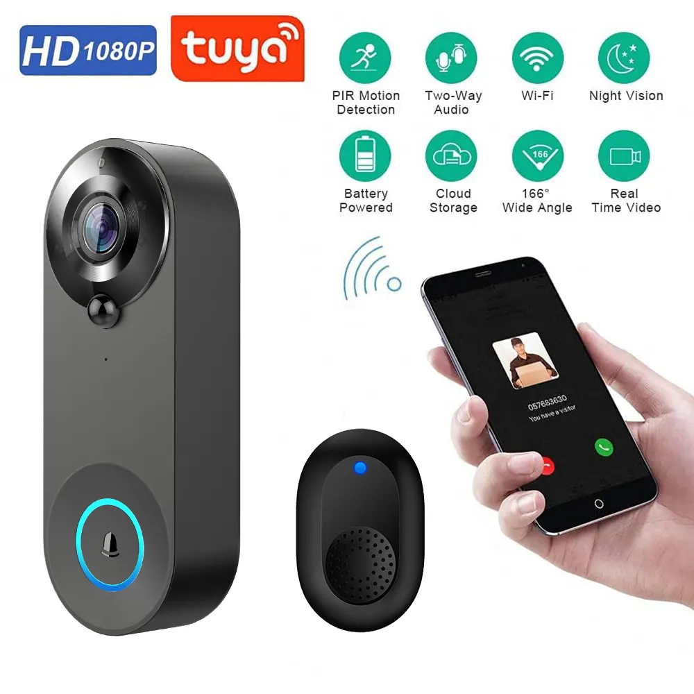 Відеодомофон VHG N8 Tuya Version Video Doorbell Wifi Black - фото 2 Відеодомофон VHG N8 Tuya Version Video Doorbell Wifi Black - фото 2