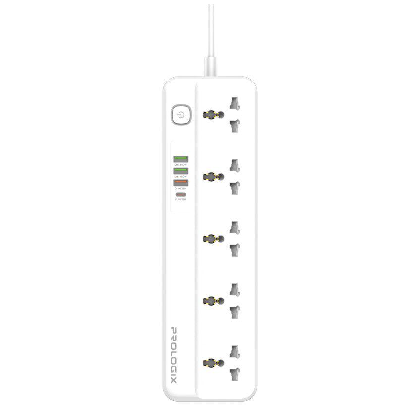 Мережевий фільтр-подовжувач PrologiX Premium PRSC5415W 5 розеток 4 USB PD+QC3.0+2 AUTO ID 2 м - фото 2