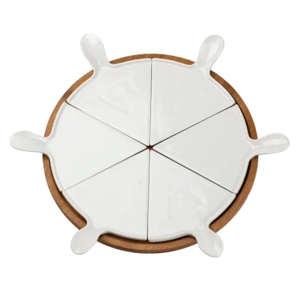 Тарелка для пиццы керамическая HP1248 вращающаяся бамбуковое основание 28 см (A-032729) - фото 1 Тарелка для пиццы керамическая HP1248 вращающаяся бамбуковое основание 28 см (A-032729) - фото 1