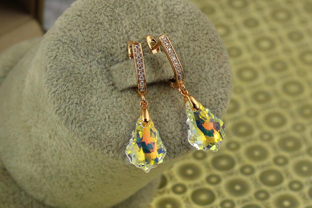 Серьги Xuping Jewelry Греза Сваровски желтый хамелеон 3,5 см Золотистый (2605819683)