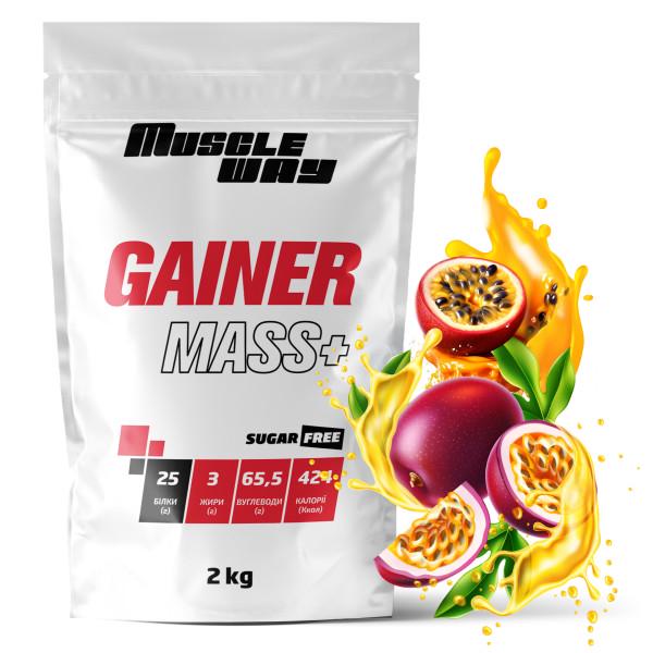 Гейнер для набору маси MuscleWay GAINER MASS+ без цукру вуглеводно-білковий 2 кг Маракуйя (21-125-g-mw-rs2.10)