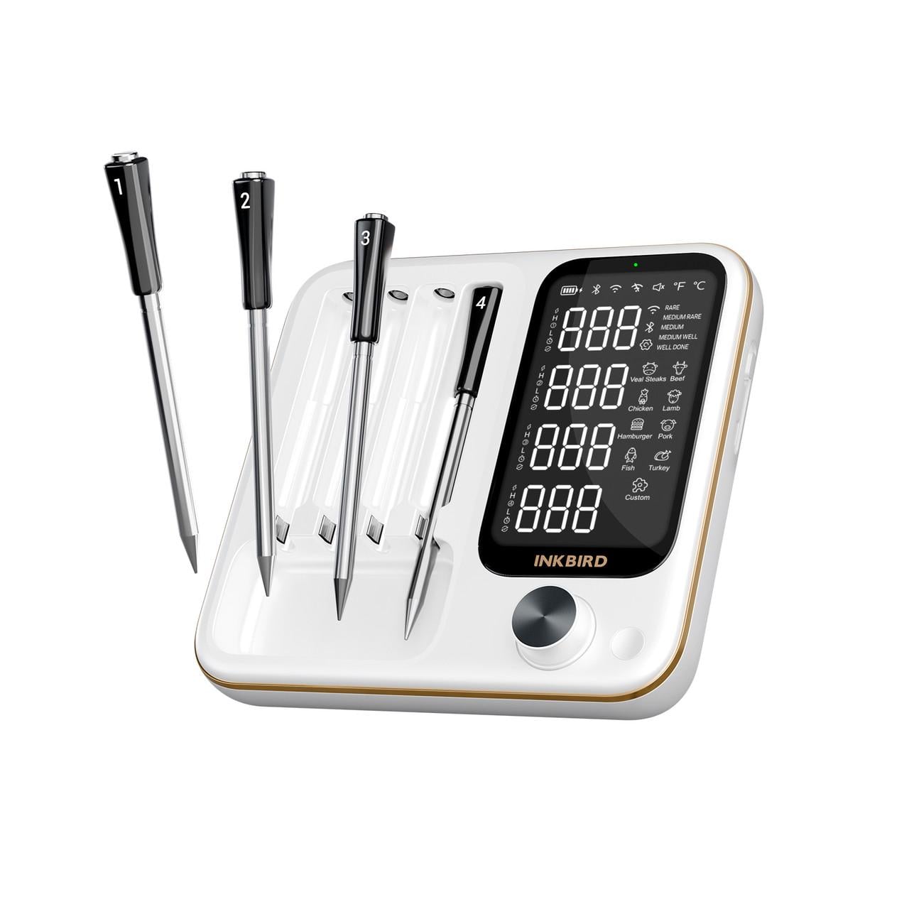 Термометр кулінарний цифровий INKBIRD INT-14-BW BBQ Bluetooth/Wi-Fi/2.4G 4 бездротові щупи Білий (28807804)