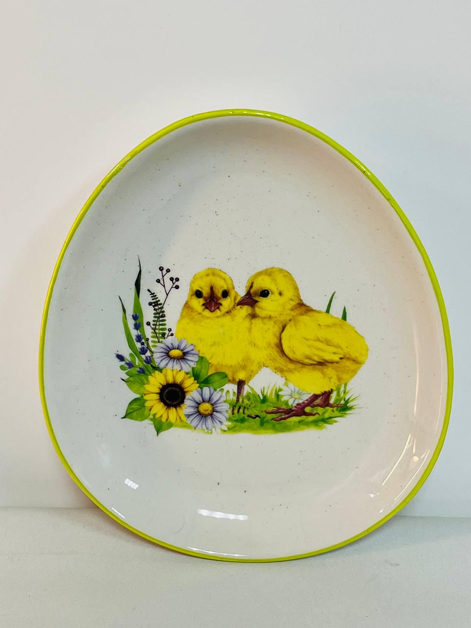 Блюдо великоднє BonaDi з курчатами керамічне 20,5 см