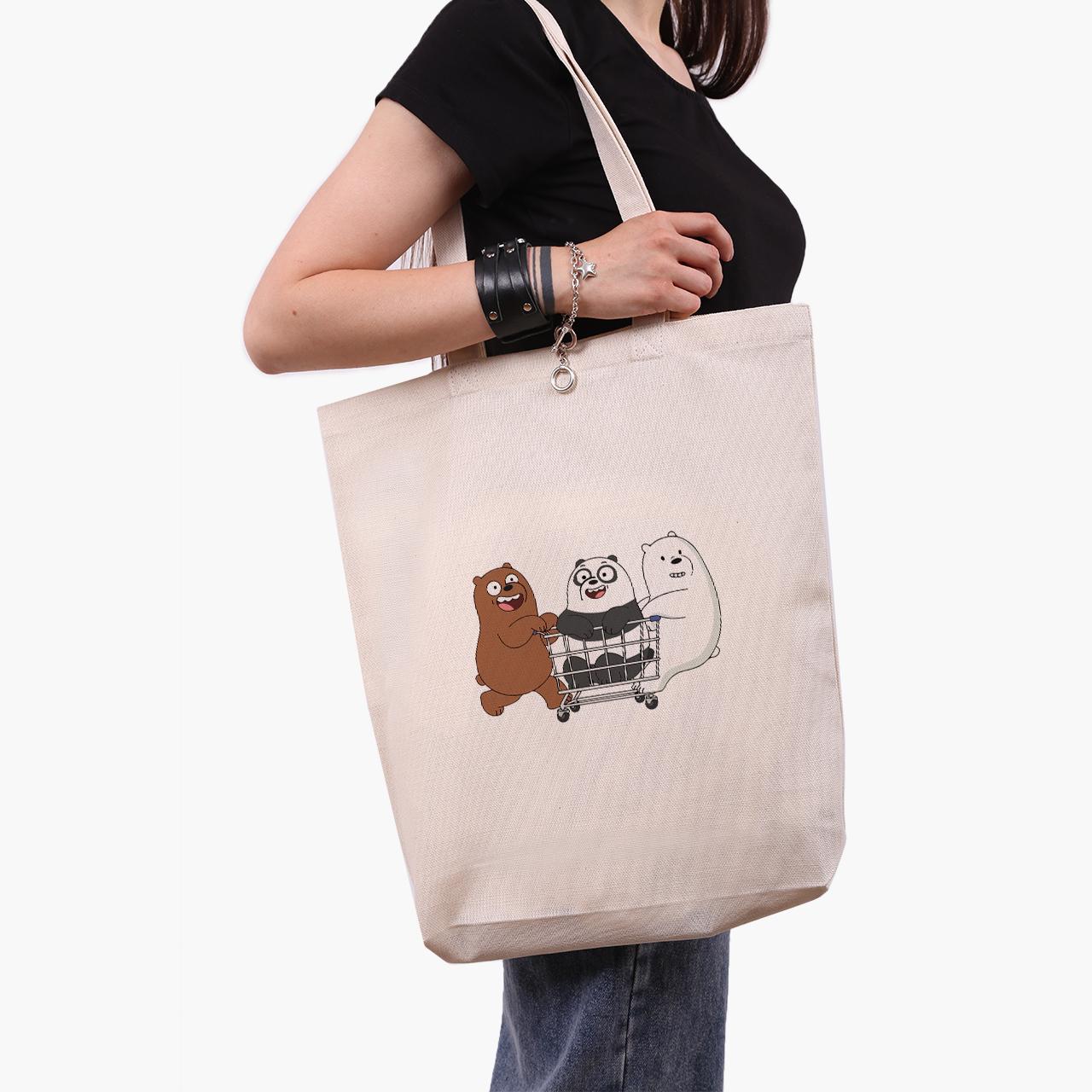 Эко сумка шоппер We Bare Bears 41x39x8 см Бежевый (9227-2891-WTD)