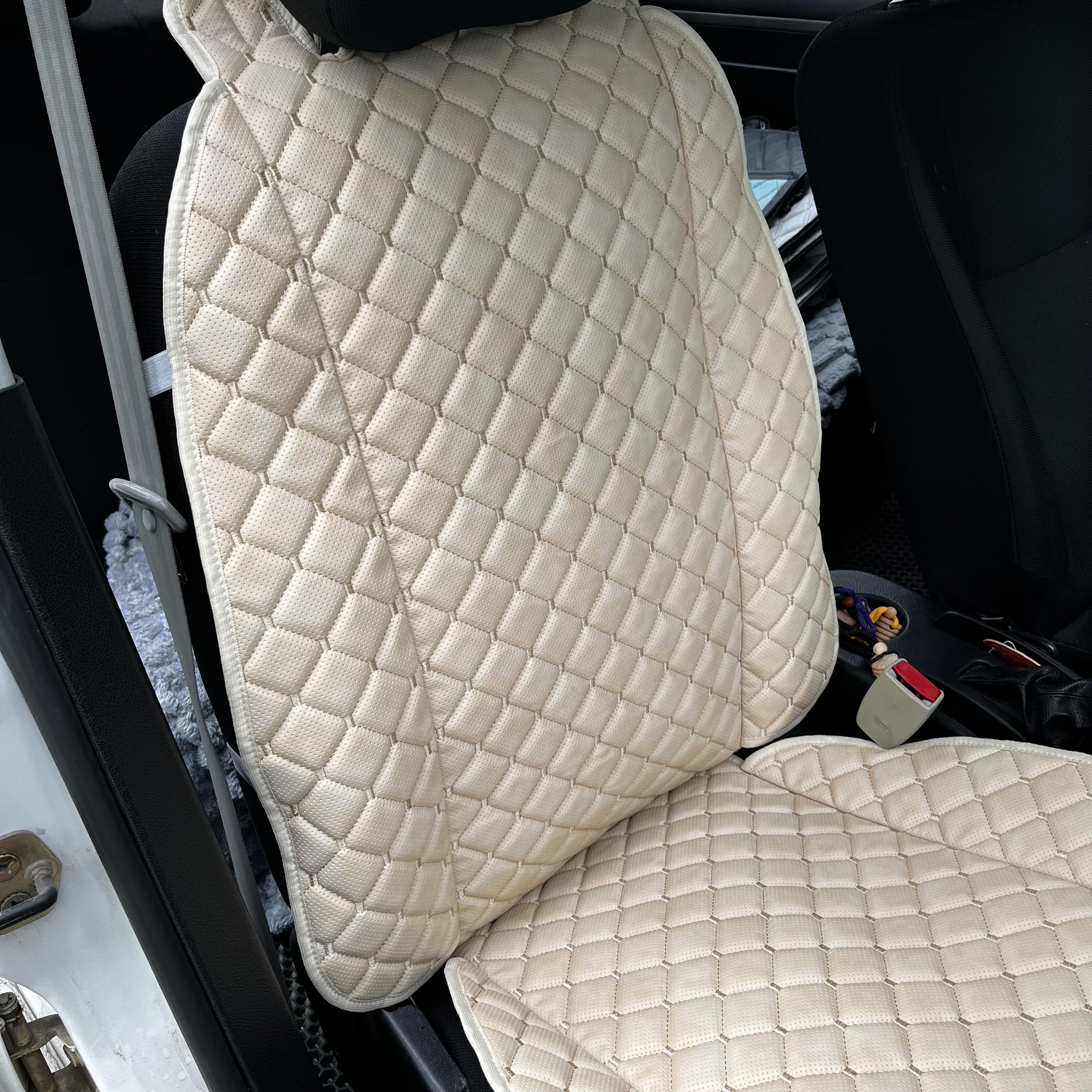 Накидка універсальна на переднє сидіння авто з екошкіри 1 шт. Бежевий - фото 4