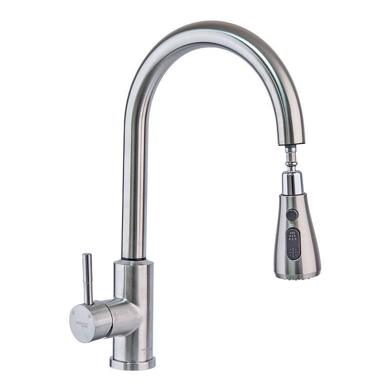 Смеситель для кухни MIXXUS LUX-014 Sensor MI6230 с видвижной лейкой Сатин (224731)