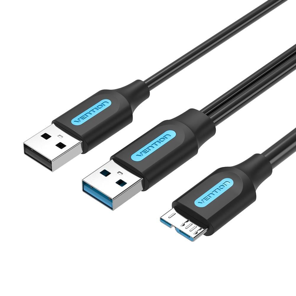 Кабель з додатковим живленням Vention USB 3.0/Micro-B 0,5 м Чорний (CQPBD)