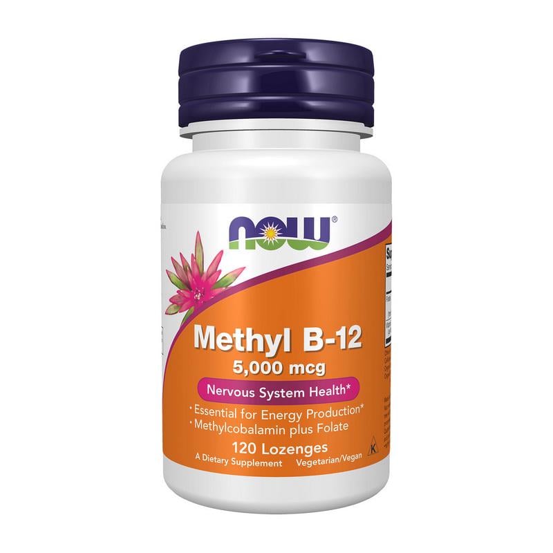 Витамин B12 метилкобаламин с метилфолатом NOW Methyl B-12 5000 mcg 120 паст.