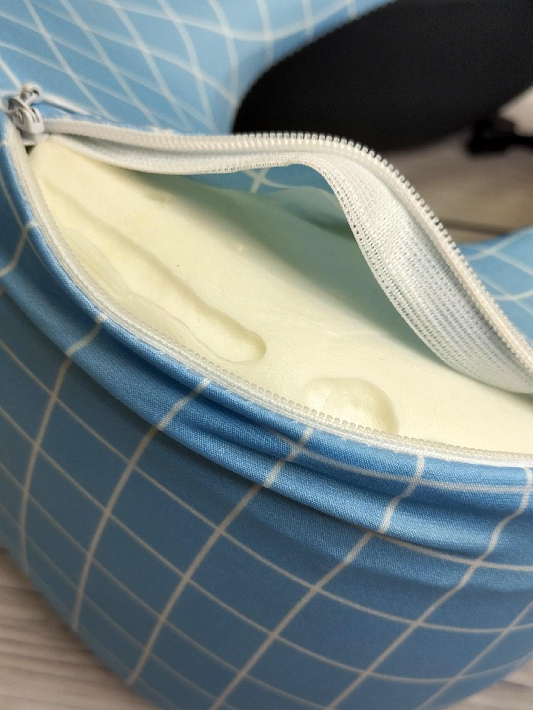 Подушка для путешествий Malloory Home в клетку 28х30 см Голубой (18571434) - фото 2 Подушка для путешествий Malloory Home в клетку 28х30 см Голубой (18571434) - фото 2