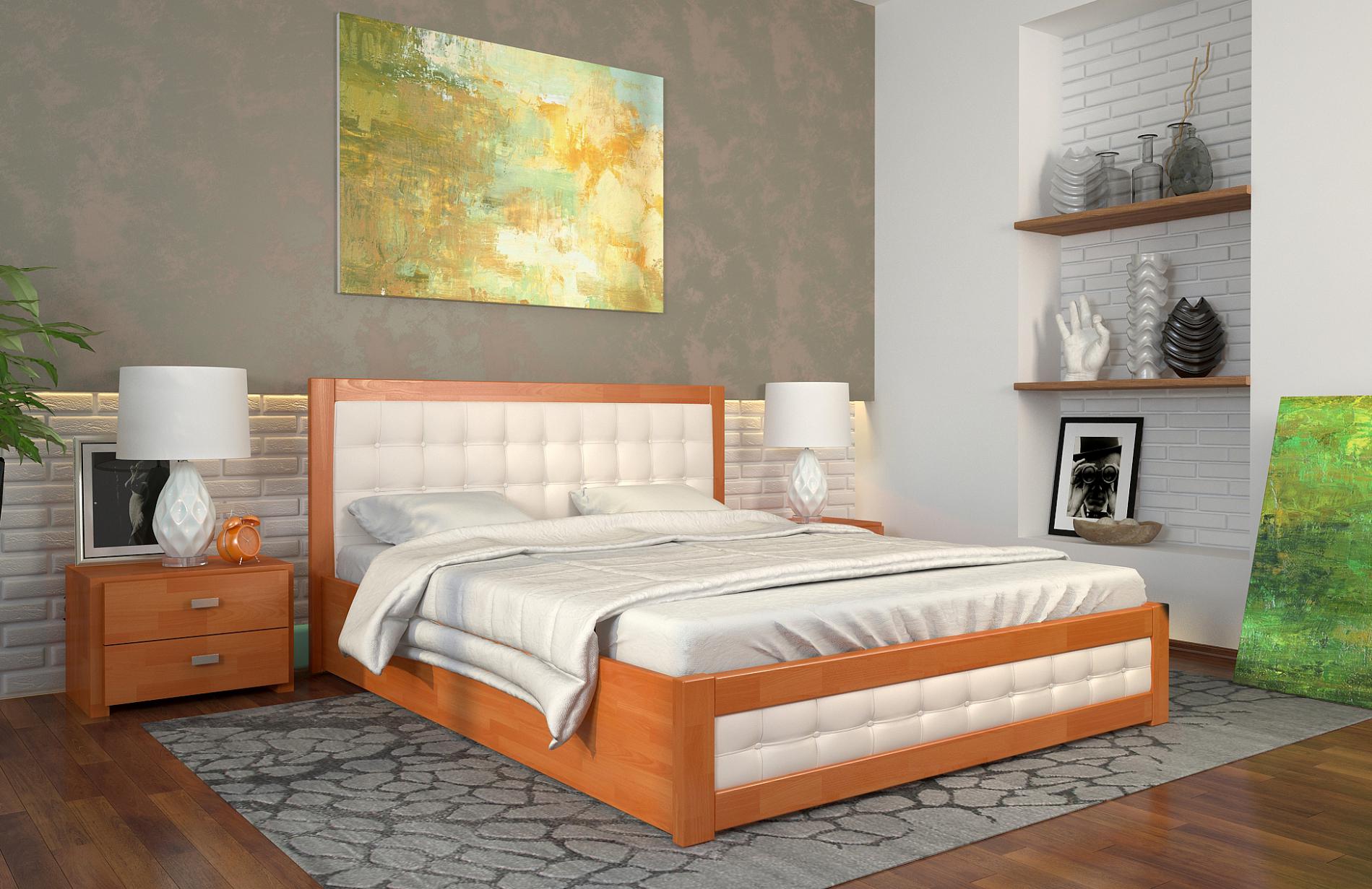 Кровать Arbor Drev Рената с подъемным механизмом из дерева сосна 160х200 см Ольха