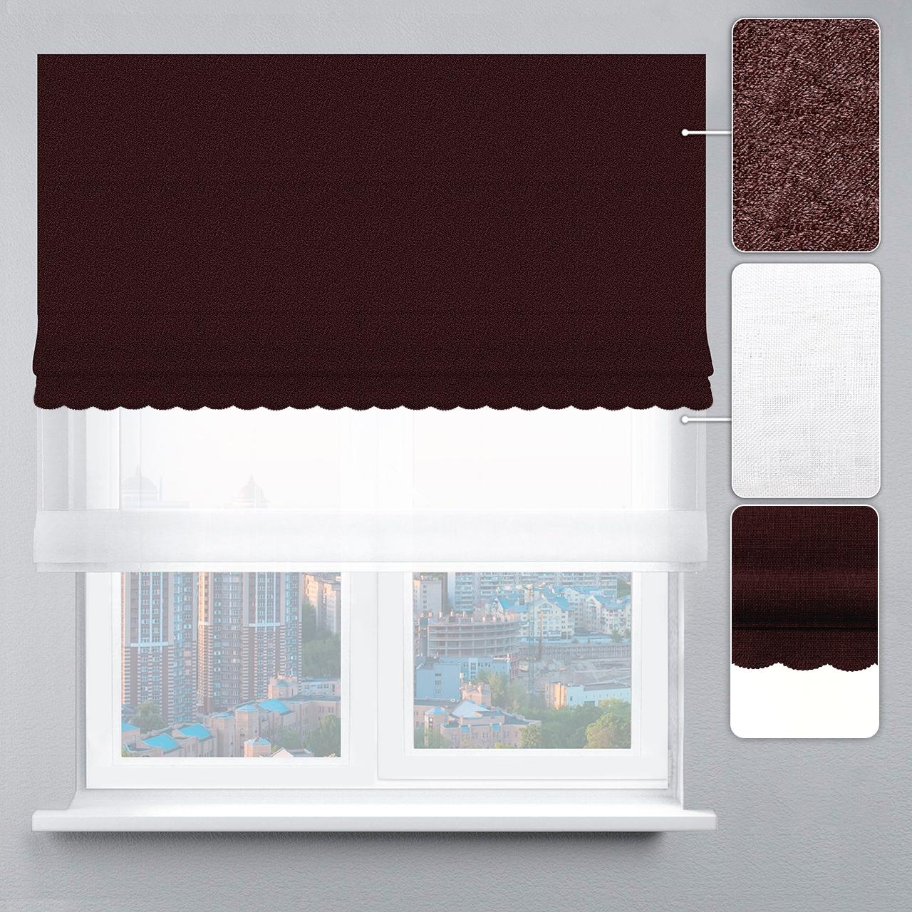 Римська штора софт люкс з ажуром 190х170 см Білий/Шоколадний