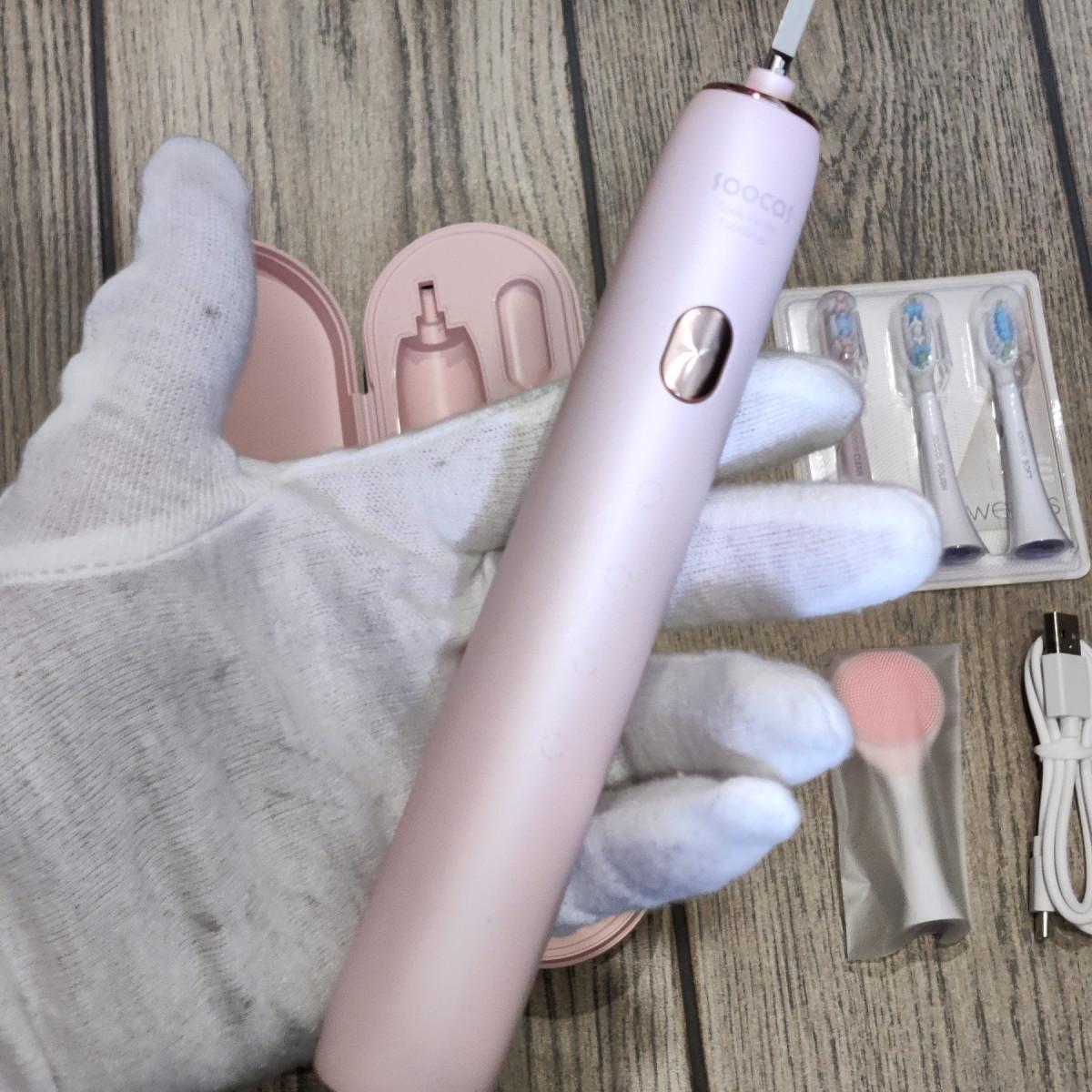 Зубна щітка звукова Soocas X3U Blue Edition Global з фуляром та 4-ма насадками Рожевий (2874) - фото 7