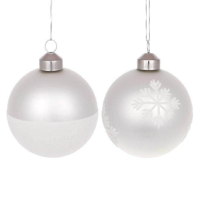 Набор елочных шаров стеклянных 8 см 12 шт. Белый (12946)