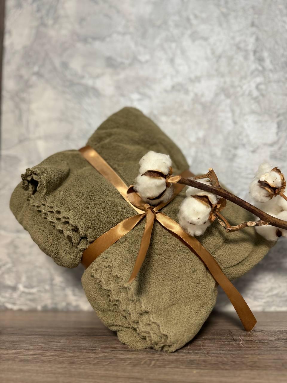 Рушники Лазня та обличчя мікрофібра 140х70/90х40 см 2 шт. Хакі (15348869) - фото 3 Рушники Лазня та обличчя мікрофібра 140х70/90х40 см 2 шт. Хакі (15348869) - фото 3