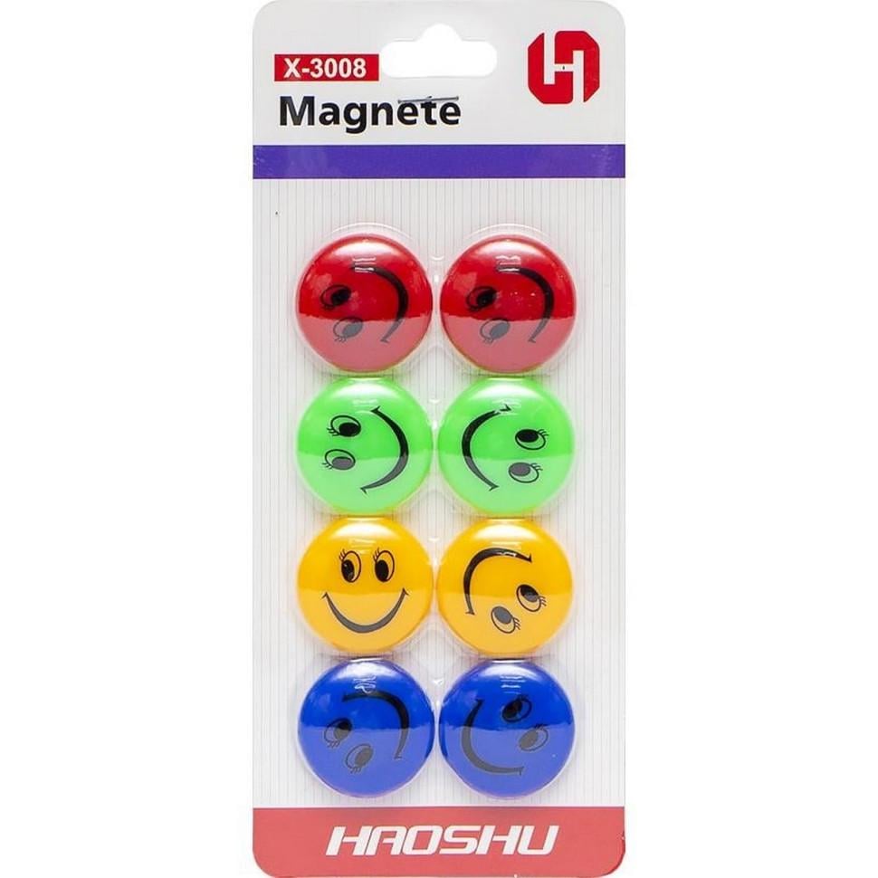 Магниты для доски Bambi Смайлики на блистере 8 шт. Льняной (PD-216-A-3)