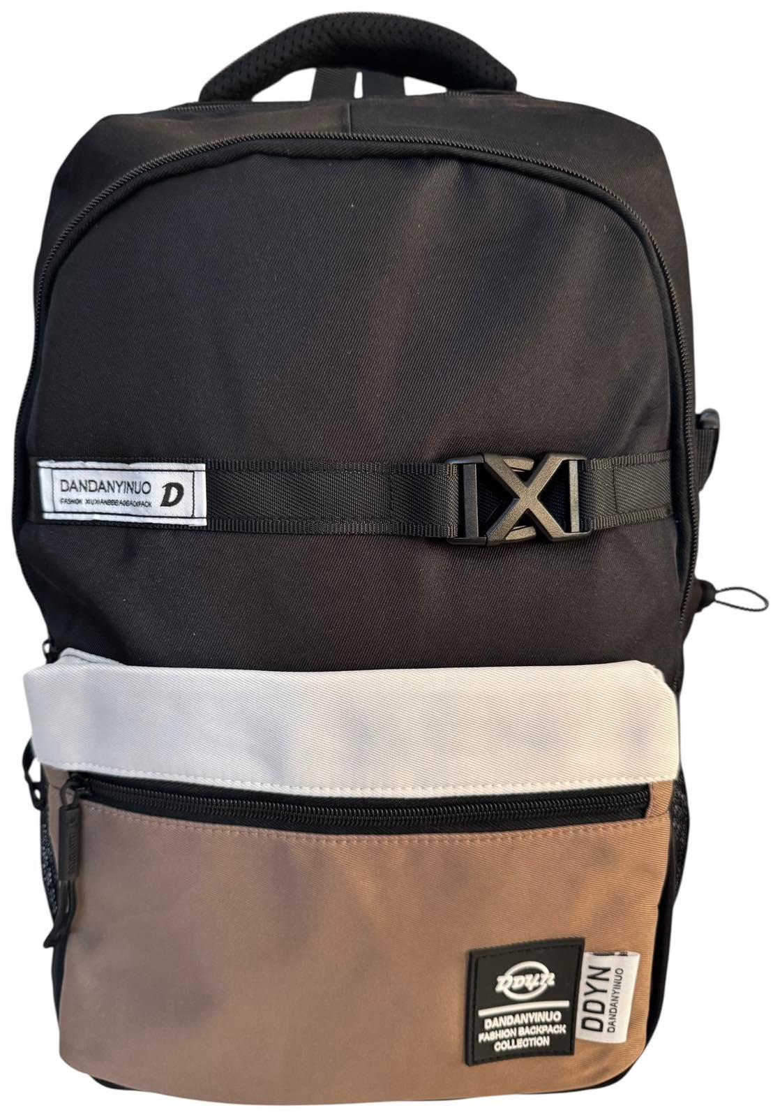 Рюкзак шкільний з трьома відділеннями Чорний з бежевим (6255) - фото 3 Рюкзак шкільний з трьома відділеннями Чорний з бежевим (6255) - фото 3