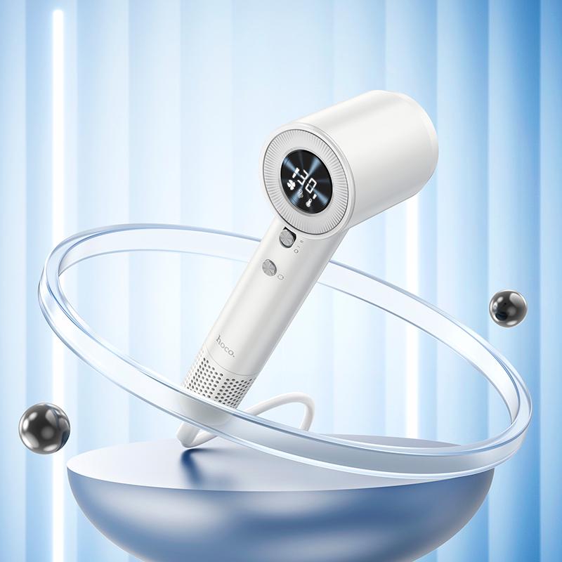 Фен для волос Hoco high-speed negative ion hair dryer with digital display HP10 1600 Вт Белый - фото 3