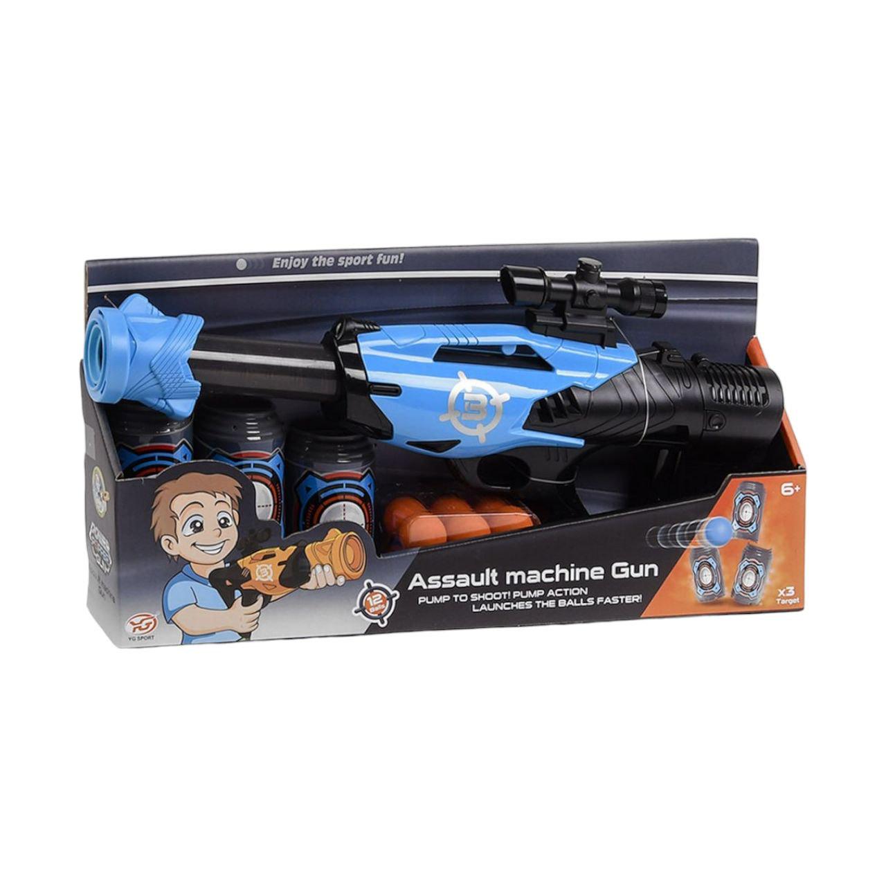 Автомат детский помповый YG 03 P с оптическим прицелом и мягкими мячиками Голубой (22586118)