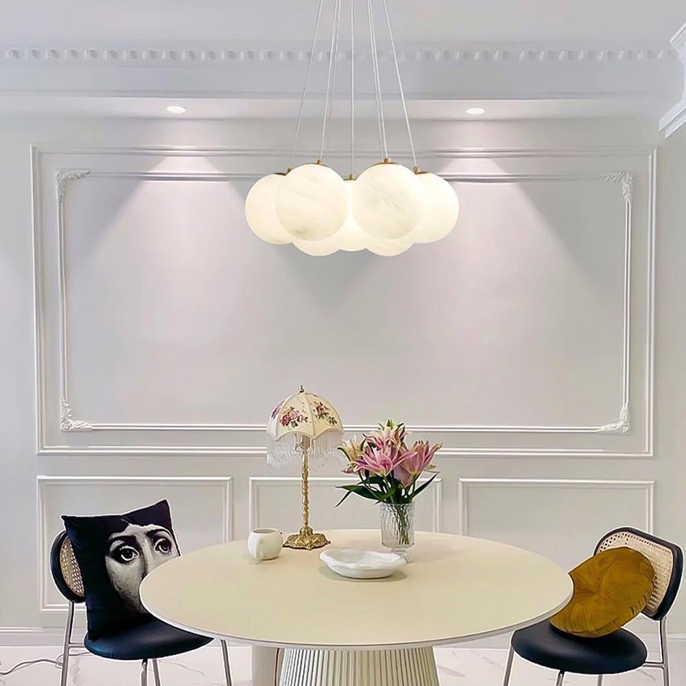 Люстра-пучок на 7 білих мармурових плафонів (MJ 141/7 AB+WT) - фото 8 Люстра-пучок на 7 білих мармурових плафонів (MJ 141/7 AB+WT) - фото 8