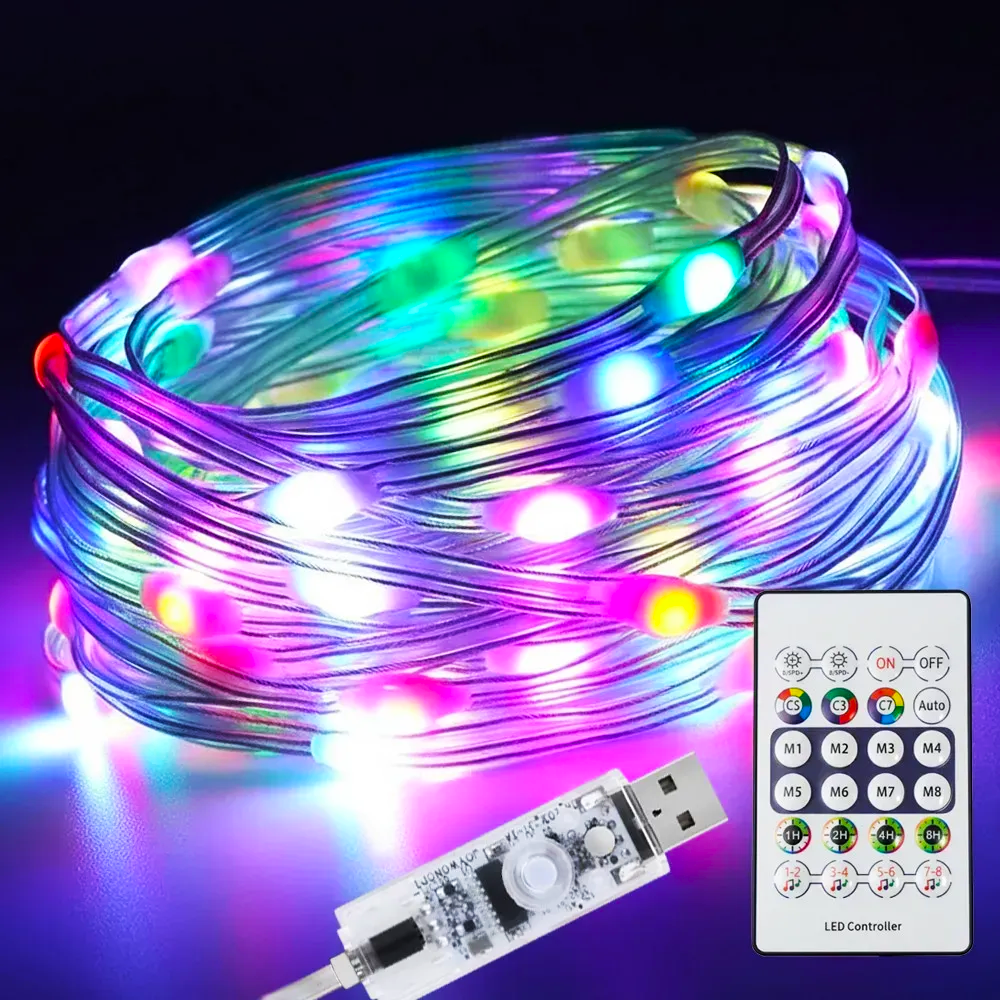 Гирлянда от USB 20 м 200 LED с пультом Разноцветный (234588390) - фото 1