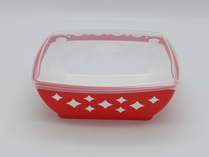 Миска пластиковая глубокая с крышкой прямоугольная 3 л (20080)