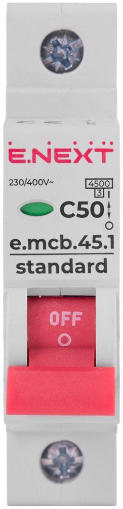 Автоматический выключатель E.NEXT e.mcb.stand.45.1.C50 1р 50А 4,5кА C (s002013) - фото 2