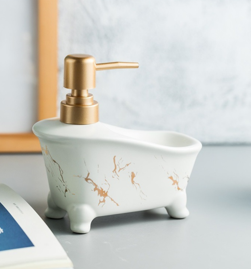 Дозатор для мила з підставкою для мочалки Однотон 11486 350 мл білий (4571196) Дозатор для мила з підставкою для мочалки Однотон 11486 350 мл білий (4571196)