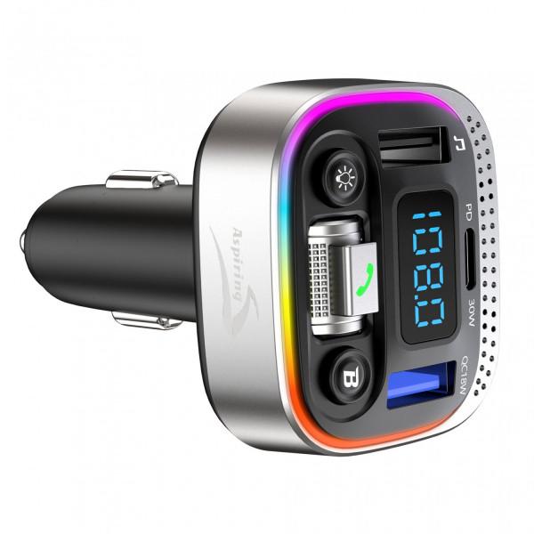 FM-трансмиттер Aspiring Wave 8 PD 48W LED/Bluetooth/DSP/QC3.0 USB-C (589611) - фото 3