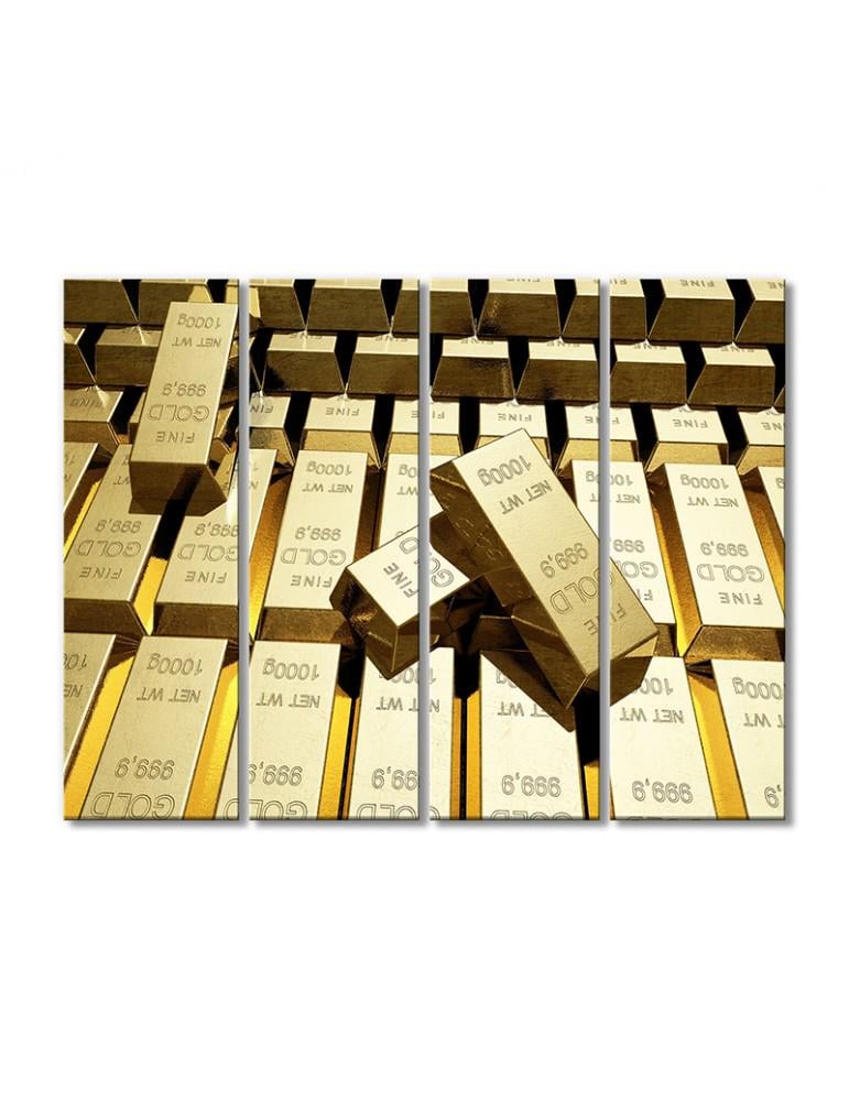 Картина модульная Слитки золота 4 модуля 120x180 см