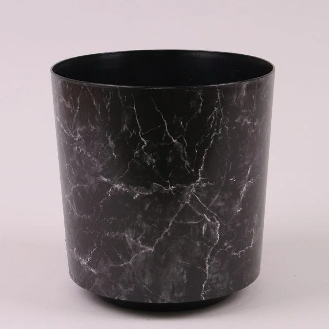 Горшок пластиковый Flora Solo IML marmur 19,5 см Черный (81318)