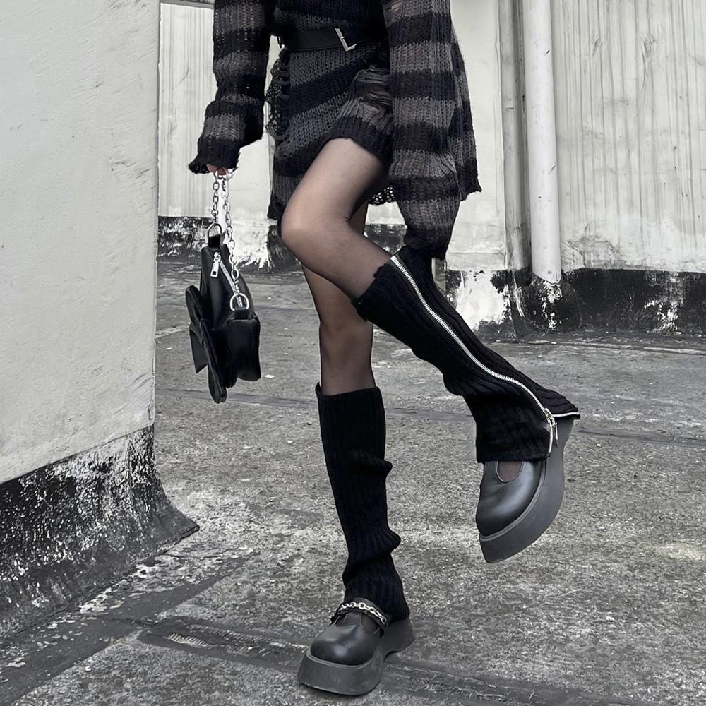 Гетри з блискавкою в рубчик One size Чорний (2332)