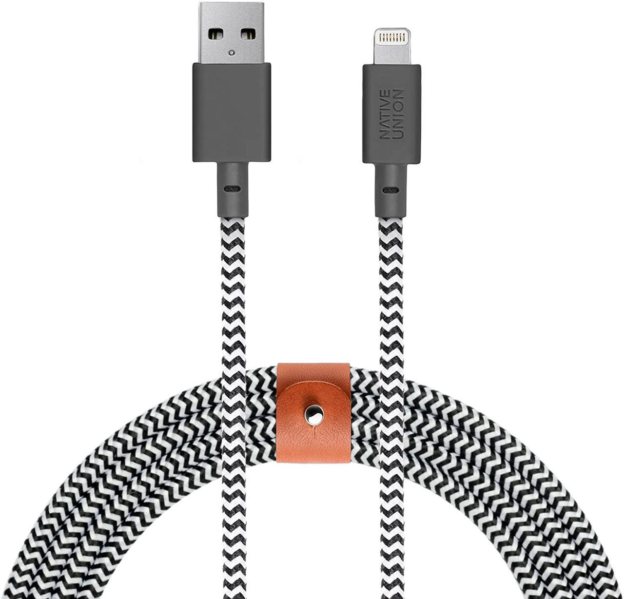 Кабель синхронизации Native Union Belt XL Cable Lightning 3m, Zebra (BELT-L-ZEB-3-NP) - фото 2
