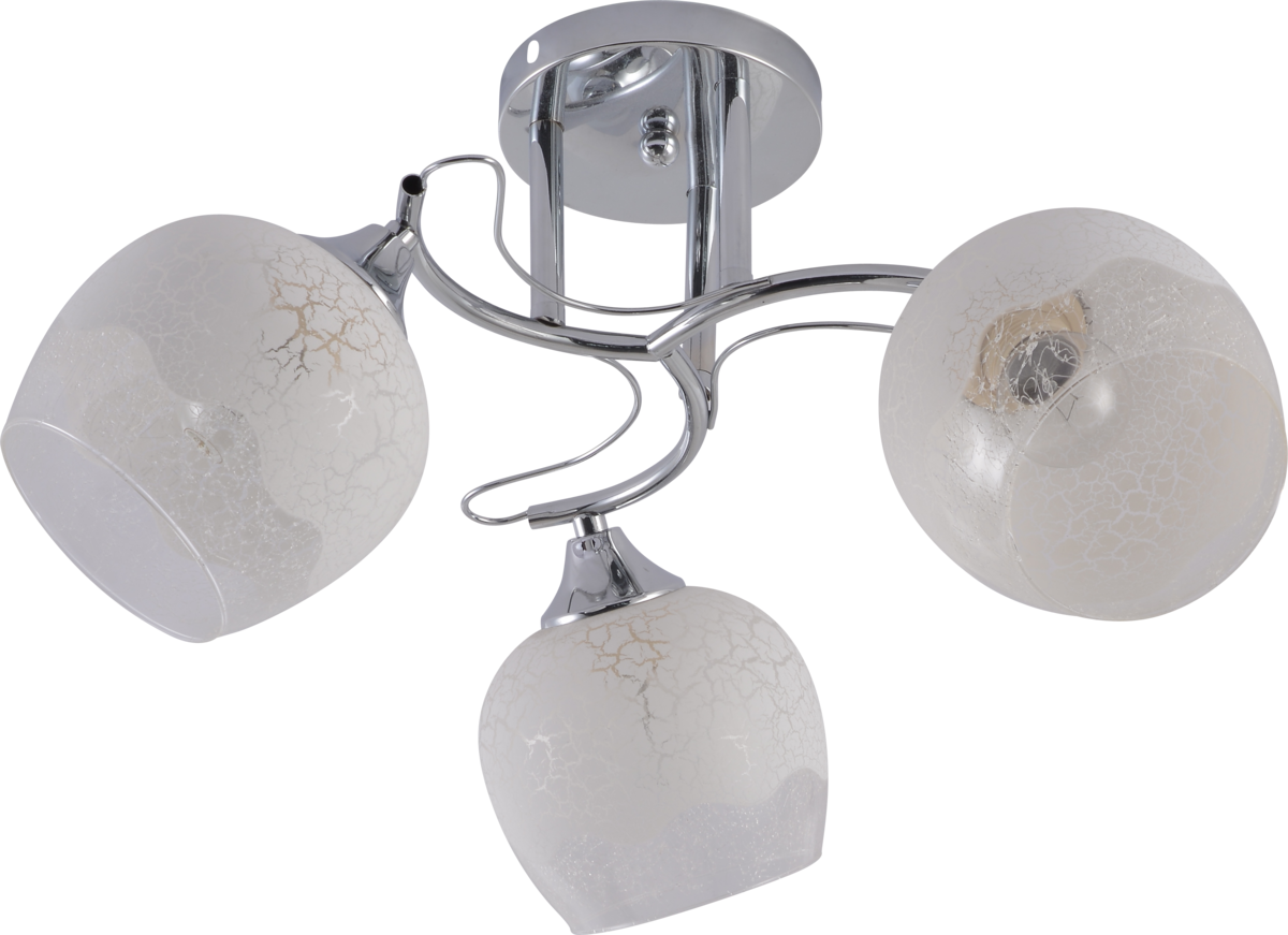 Люстра потолочная Light House SRS-20728/3 плафон белый с узором Хром