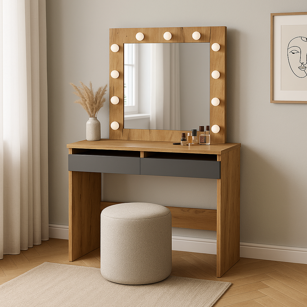 Столик туалетный LofTerno Head Malta 940х430х1400 Дуб Крафт золотой/Графит (27884468) - фото 4 Столик туалетный LofTerno Head Malta 940х430х1400 Дуб Крафт золотой/Графит (27884468) - фото 4