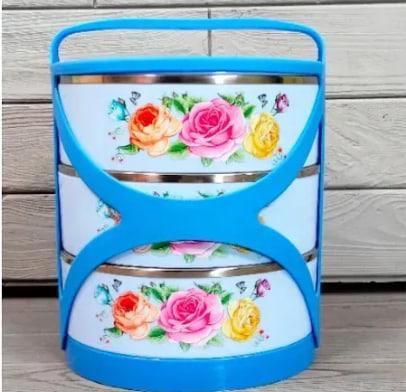 Термос пищевой железный 3 л на 3 судочка (MT-4616 ) Термос пищевой железный 3 л на 3 судочка (MT-4616 )