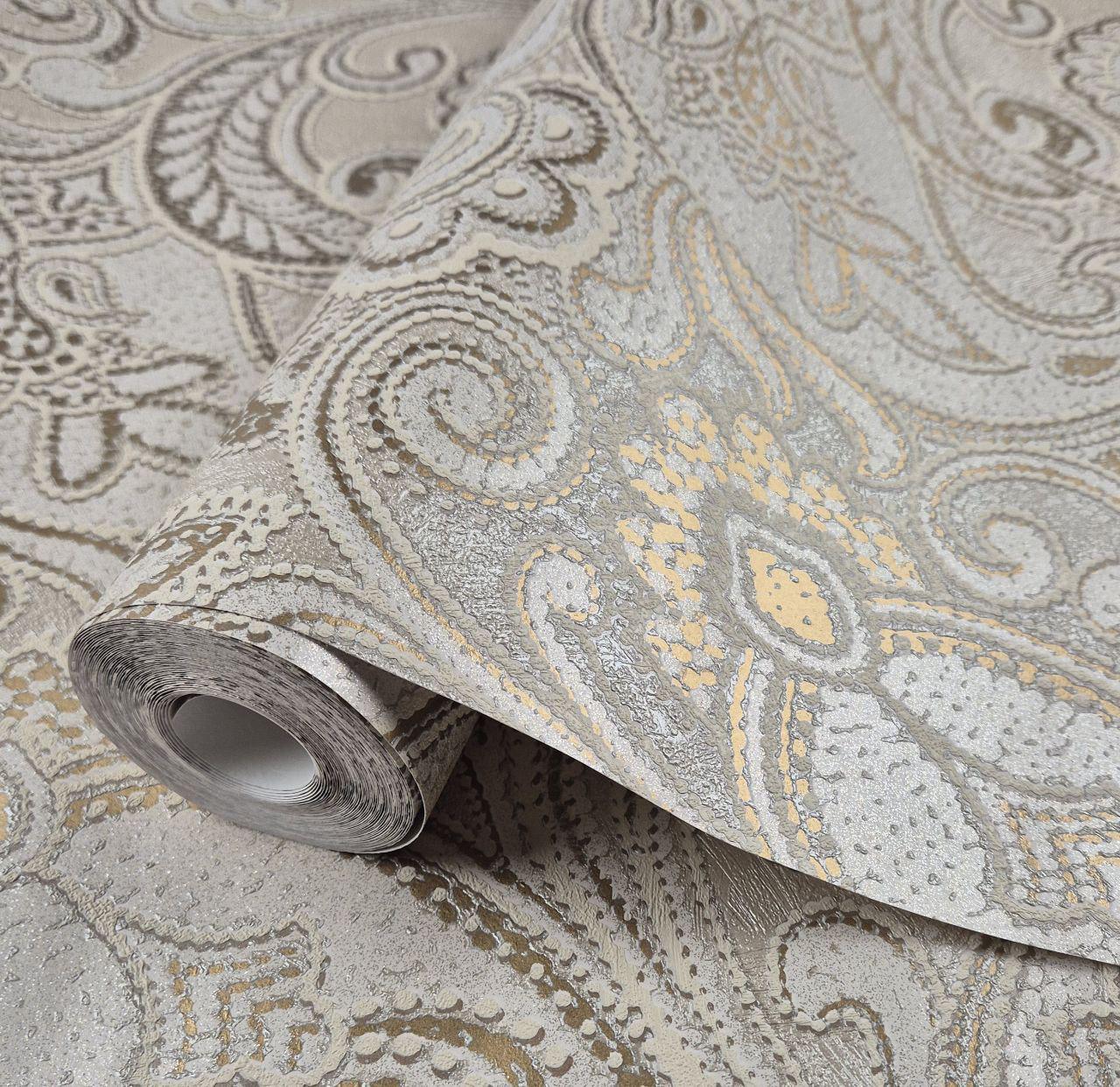 Обои виниловые на флизелине для спальни/гостиной/холла Marburg 21023 0,53х10,05 м Бежевый золотистый (2896100654)