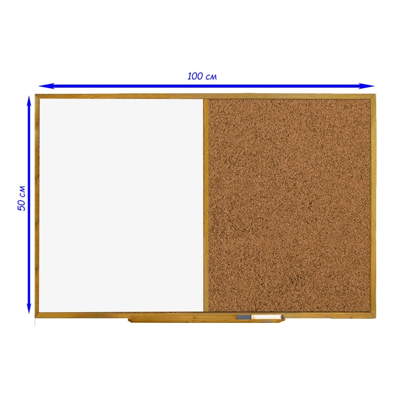 Дошка комбі пробкова/маркерно-магнітна з дерев'яною рамкою 100x50/50 см (tf1437) - фото 2