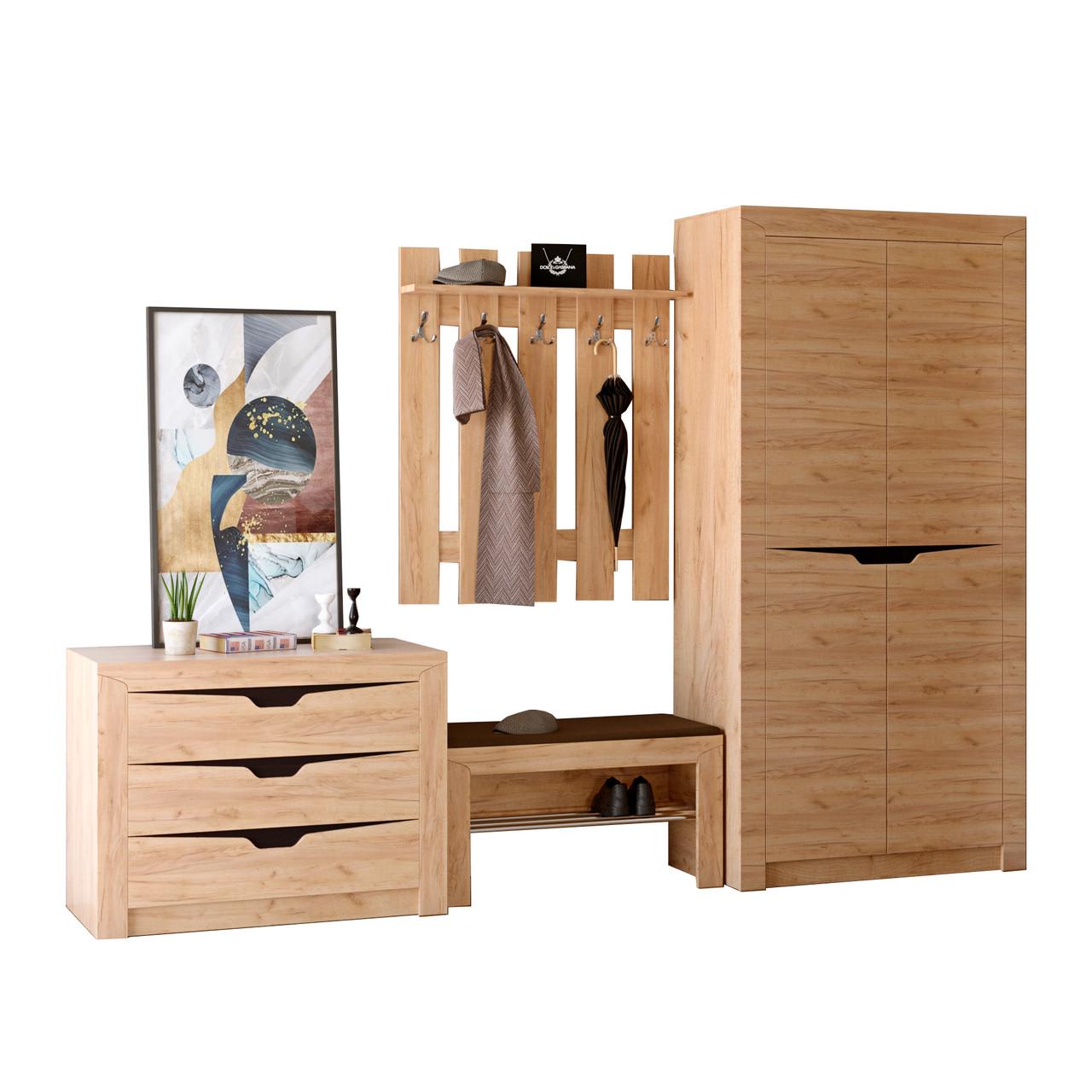 Прихожая Эверест Либерти 2 модульная 4 элемента Дуб крафт золотой (DTM-2186)