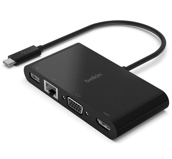 Адаптер мультимедійний Belkin USB-C - Ethernet/HDMI/VGA/USB-A 0,15 м Чорний (AVC005BTBK) Адаптер мультимедійний Belkin USB-C - Ethernet/HDMI/VGA/USB-A 0,15 м Чорний (AVC005BTBK)