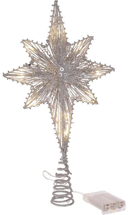 Верхушка для елки Звездочка с LED подсветкой 40x20 см Серебряный