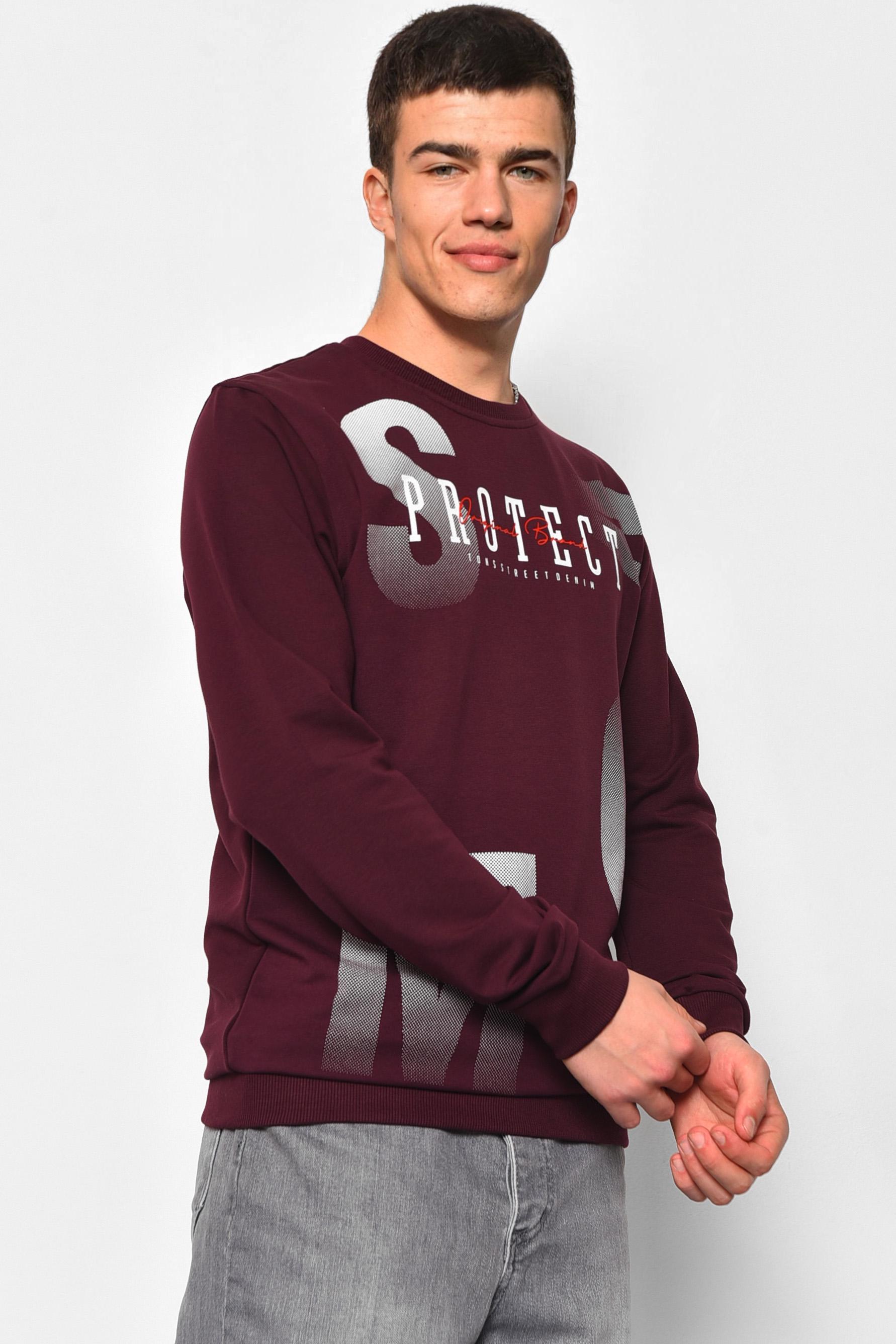 Свитшот мужской S с надписью Бордовый (175882) - фото 2