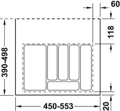 Лоток для столових приборів NM HL-3 600 мм Антрацит (FNT7219) - фото 3