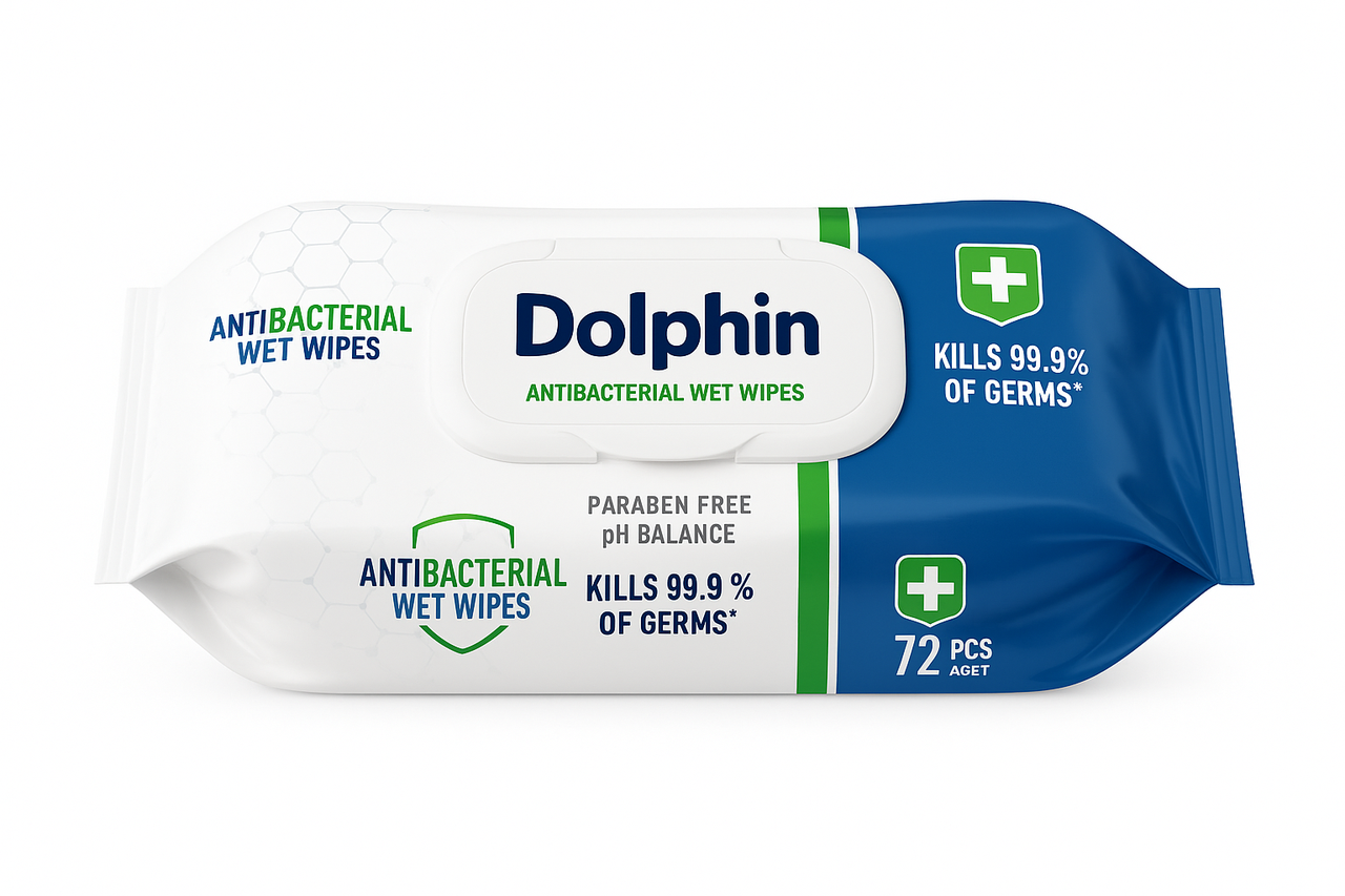 Влажные салфетки Dolphin Антибактериальные с клапоном 72 шт. Влажные салфетки Dolphin Антибактериальные с клапоном 72 шт.