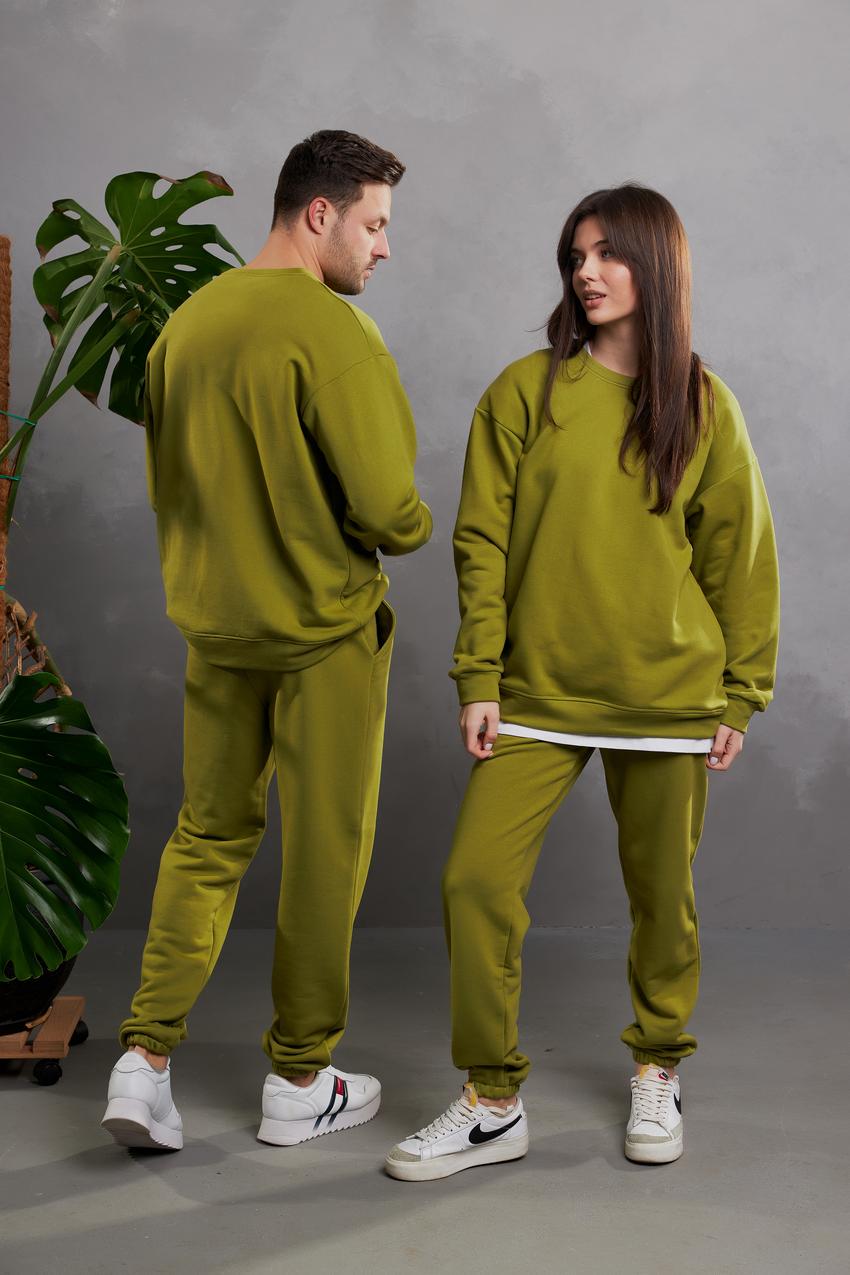 Костюм женский М123 свитшот и джогеры 3х-нить S Киви (915-1-60)