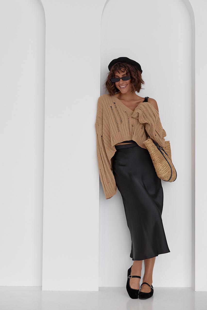 Кардиган жіночий у стилі гранж S Кавовий (11643837) - фото 3 Кардиган жіночий у стилі гранж S Кавовий (11643837) - фото 3