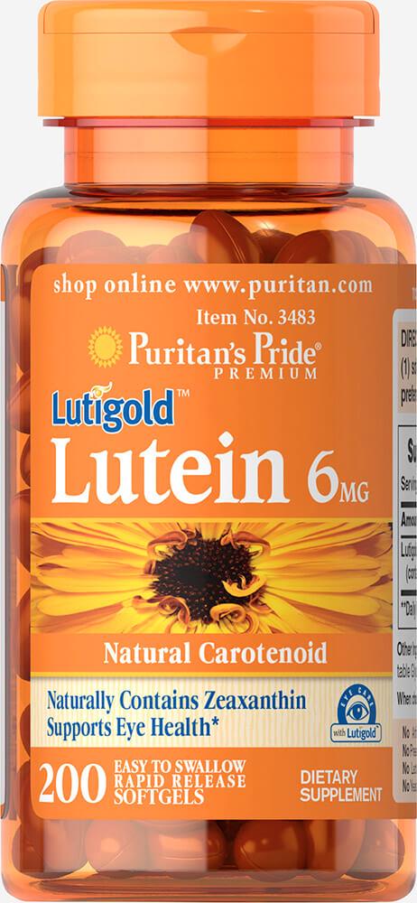 Витамины Лютеин и зеаксантин Puritan's Pride Lutein 6 мг with Zeaxanthin Lutigold 200 гел. капс.