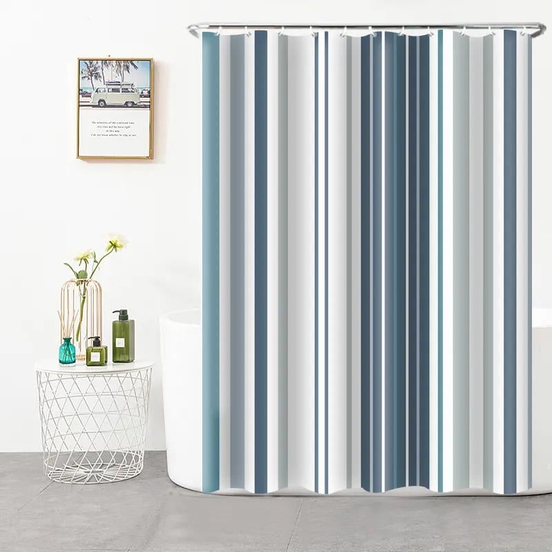 Шторка для ванны и душа водоотталкивающая Bathlux с кольцами в полоску 180х180 см