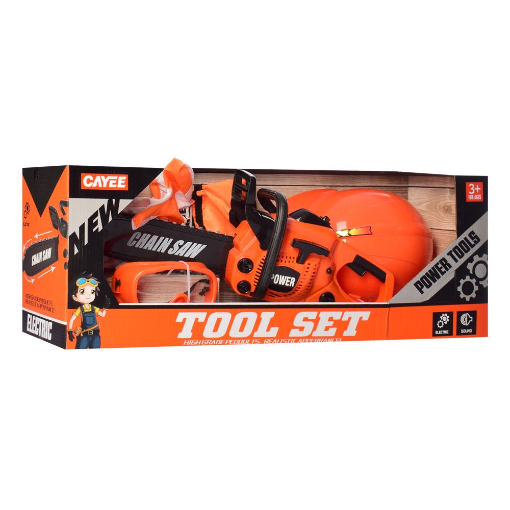 Игровая пила KY1068-108C с шлемом очками перчатками Оранжевый Игровая пила KY1068-108C с шлемом очками перчатками Оранжевый
