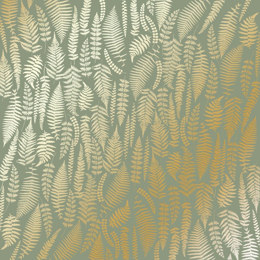 Лист бумаги односторонний Golden Fern с фольгированием 30,5х30,5 см Olive