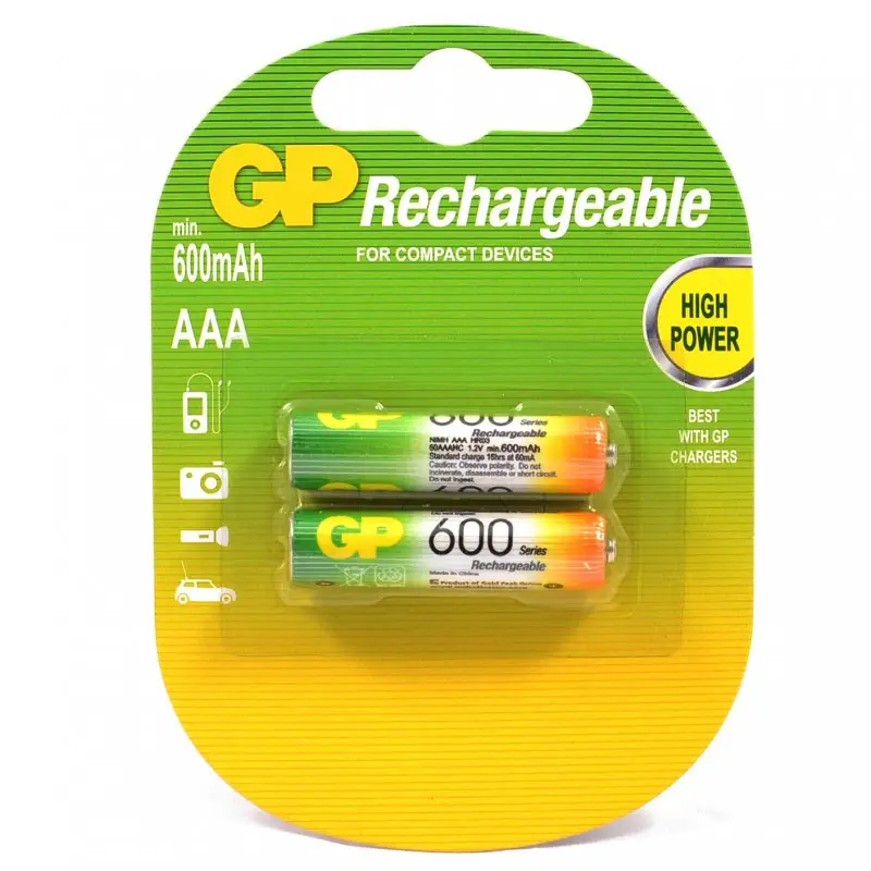 Аккумулятор Gp Rechargeable AAA 600 mAh Ni-Mh (13662876) - фото 2